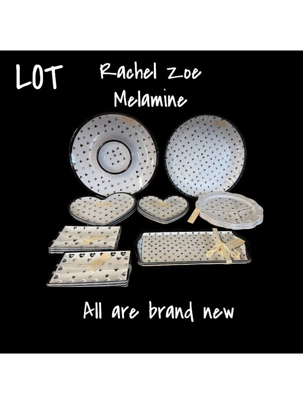 Rachel Zoe Heart Shaped Melamine Plates & Platters Set - Brand New With Tags